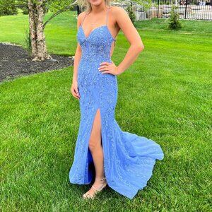 Sherry Hill Periwinkle Prom Dress Style 55483